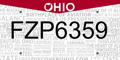 FZP6359 Ohio License Plate