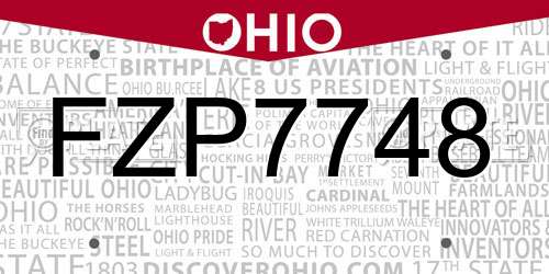FZP7748 Ohio License Plate