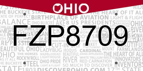 FZP8709 Ohio License Plate