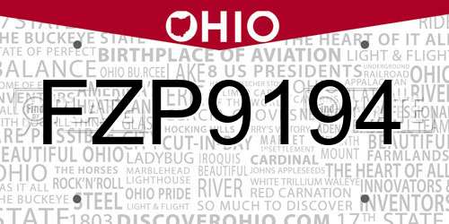 FZP9194 Ohio License Plate