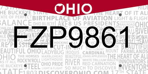 FZP9861 Ohio License Plate