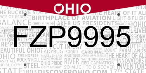 FZP9995 Ohio License Plate