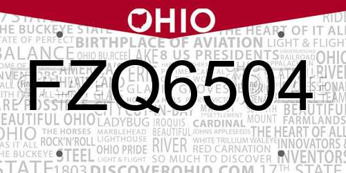 FZQ6504 Ohio License Plate