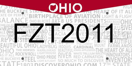 FZT2011 Ohio License Plate