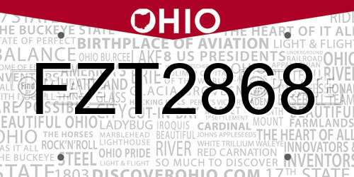 FZT2868 Ohio License Plate