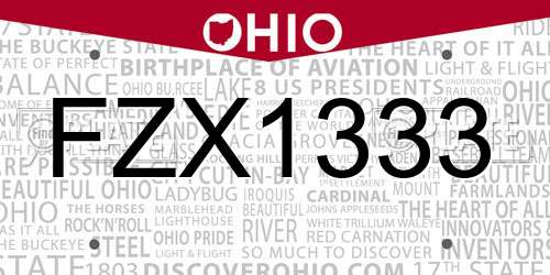 FZX1333 Ohio License Plate