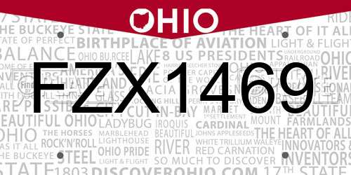 FZX1469 Ohio License Plate