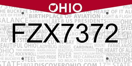 FZX7372 Ohio License Plate
