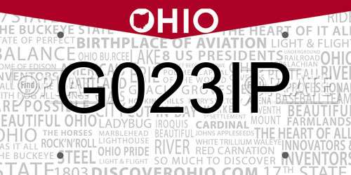 G023IP Ohio License Plate