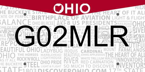 G02MLR Ohio License Plate