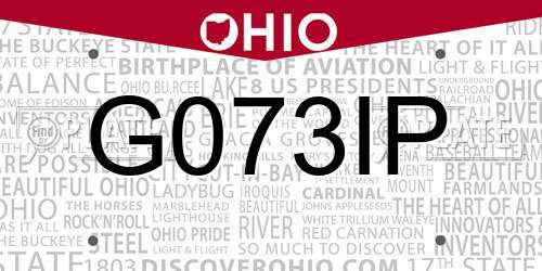 G073IP Ohio License Plate