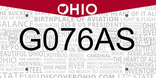 G076AS Ohio License Plate