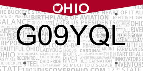 G09YQL Ohio License Plate