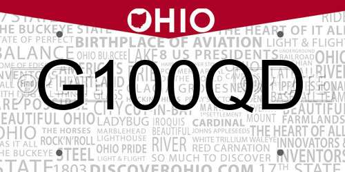 G100QD Ohio License Plate
