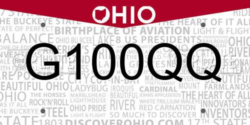 G100QQ Ohio License Plate
