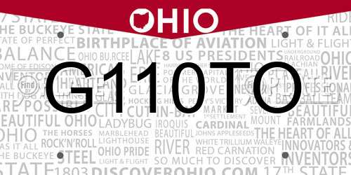 G110TO Ohio License Plate