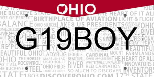 G19BOY Ohio License Plate