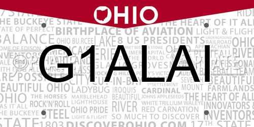 G1ALAI Ohio License Plate