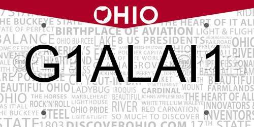 G1ALAI1 Ohio License Plate