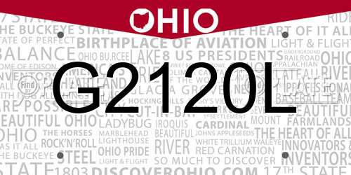 G2120L Ohio License Plate