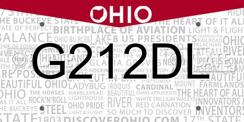 G212DL Ohio License Plate
