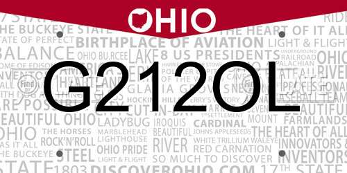 G212OL Ohio License Plate