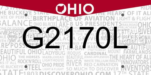 G2170L Ohio License Plate