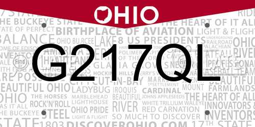 G217QL Ohio License Plate