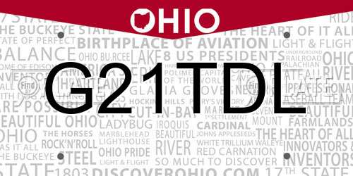 G21TDL Ohio License Plate