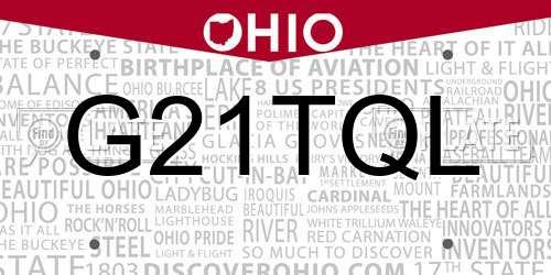 G21TQL Ohio License Plate