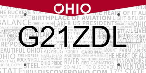 G21ZDL Ohio License Plate