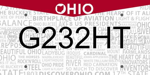 G232HT Ohio License Plate