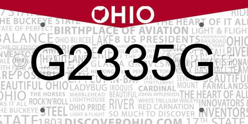 G2335G Ohio License Plate
