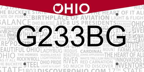 G233BG Ohio License Plate
