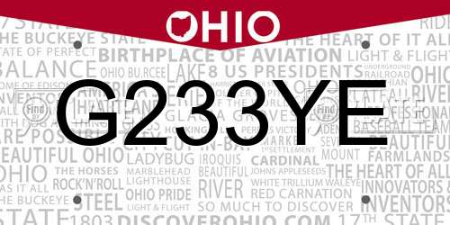 G233YE Ohio License Plate
