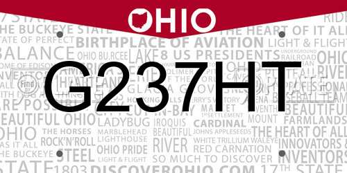 G237HT Ohio License Plate