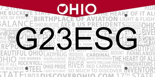 G23ESG Ohio License Plate