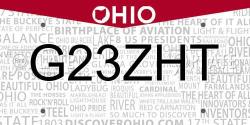 G23ZHT Ohio License Plate
