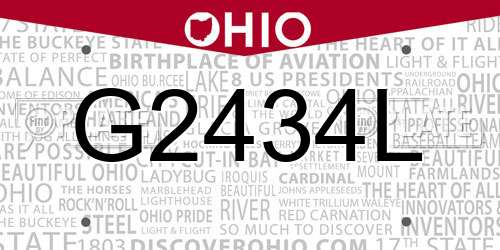 G2434L Ohio License Plate
