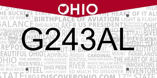 G243AL Ohio License Plate