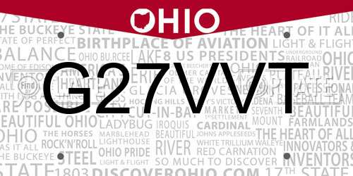 G27VVT Ohio License Plate