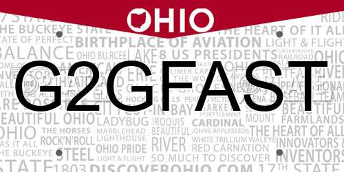 G2GFAST Ohio License Plate