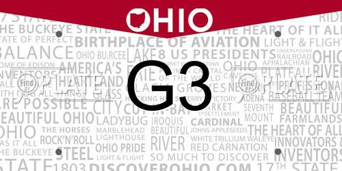 G3 Ohio License Plate