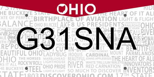 G31SNA Ohio License Plate