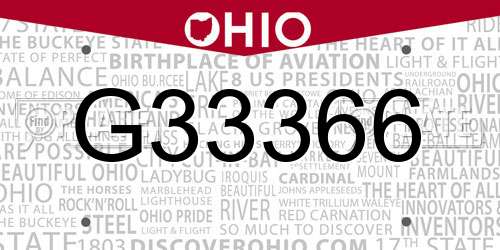 G33366 Ohio License Plate