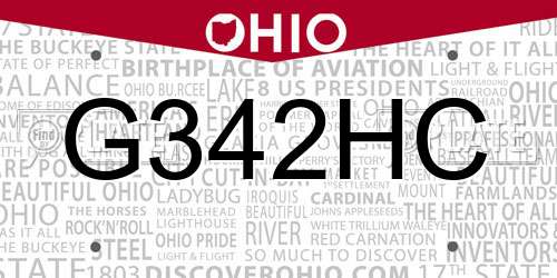 G342HC Ohio License Plate