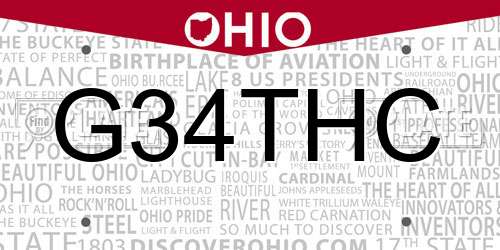 G34THC Ohio License Plate