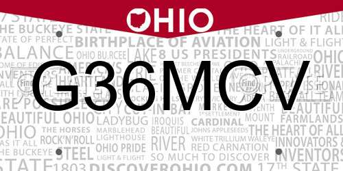G36MCV Ohio License Plate