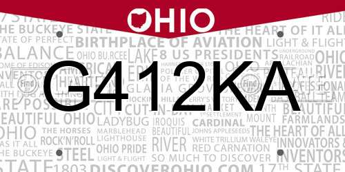 G412KA Ohio License Plate
