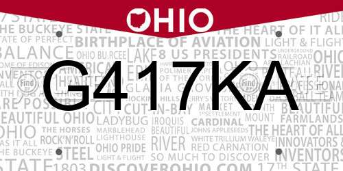 G417KA Ohio License Plate